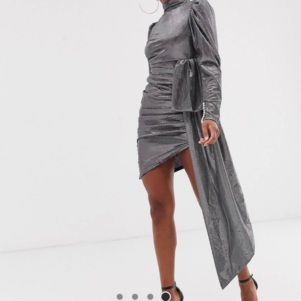 Silver sequence ASOS dress.